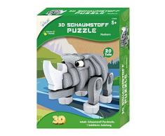 MAMMUT 156008 Bastelset 3D Puzzle Nashorn, Puzzlespiel mit Safari Tieren, Tierpuzzle aus Schaumstoff, Komplettset mit Puzzleteilen und Anleitung, Kreatives Puzzleset für Kinder ab 5 Jahre