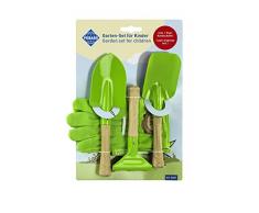 Pebaro GAR1 Garten-Set für Kinder, 2 Schaufeln, 1 Harke, 1 Paar Handschuhe, für Gartenarbeit
