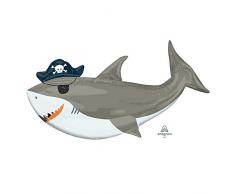 amscan 3848201 Folienballons in Hai-Form, 104 cm breit x 58 cm, 1 Stück, farbig