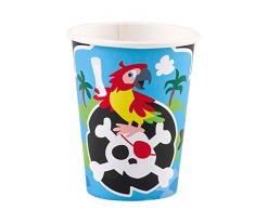 amscan 9902121 8 Papierbecher Pirat, 250 ml, Mehrfarbig