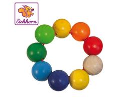 Eichhorn 100017042 - Baby Greifling mit 9 bunten Kugeln, FSC 100% Zertifiziertes Buchenholz