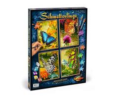 Schipper 609340628 - Malen nach Zahlen - Schmetterlinge - Bilder malen für Erwachsene, inklusive Pinsel und Acrylfarben, Quattro je 18 x 24 cm