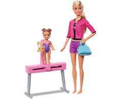 Barbie FXP39 - Berufe Turntrainerin mit blonden Haaren mit Schülerin und Zubehör, Sport Puppen Spielset ab 3 Jahren