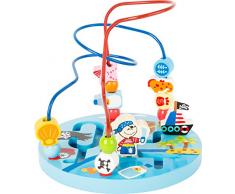 Small Foot 10573 bunten Holzfiguren wie Piraten, Meerestierchen und Piratenschiff, sowohl Boden der Motorikschleife