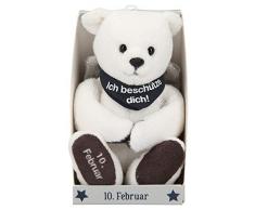 Depesche 8139.041 - Schutzengel Bär aus Plüsch, ca. 9 cm, mit Datum 10. Februar, Geschenk für Geburtstag, Jahrestag oder Hochzeitstag