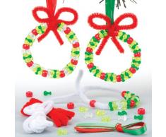 Baker Ross AV654 Bastelsets für Perlenkranz-Anhänger für Kinder als weihnachtliche Bastel-und Deko-Idee für Jungen und Mädchen (6 Stück)