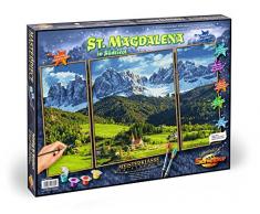 Schipper Malen nach Zahlen , St. Magdalena in Südtirol , Bilder malen für Erwachsene, inklusive Pinsel und Acrylfarben, Triptychon 50 x 80 cm