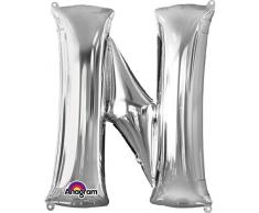 amscan 3297301 Folienballon Buchstabe N, Silber