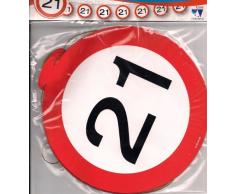 Wimpelkette Girlande Verkehrsschild Zahl 21 Geburtstag Deko Party