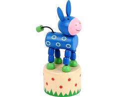 Small Foot 11199 Drückfigur Esel aus Holz, FSC 100%-Zertifiziert, Mitgebsel Spielzeug, Mehrfarbig