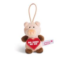 Nici 44867 Anhänger Schwein mit Spruch Bin Immer bei dir 8cm mit Loop, rosa/braun