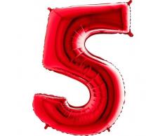 Trendario Folienballon Zahl 5 (Rot) - XXL Riesenzahl 100cm Ballon - Helium Luftballons für Geburtstag, Partydeko, Hochzeit (Zahl 0, Silber)