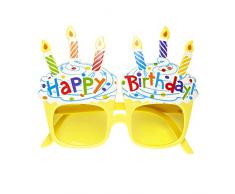 Widmann 0346N – Brille Happy Birthday, gelb, mit Kerzen und Kuchenmotiv, Accessoire, Geburtstagszubehör, Kinderfest, Karneval