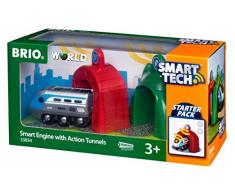 BRIO World 33834 Smart Tech Zug mit Actiontunnels - Elektrische Lokomotive mit Licht- & Sound-Effekten - Interaktives Spielzeug empfohlen ab 3 Jahren