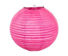 Boland 30485 - Ballonlaterne Pink, 1 Stück, Größe 25 cm, mit Stahldraht Rahmen, Papierlaterne, Lampion, Geburtstag, Mottoparty, Babyparty, Hängedekoration, Karneval, Gartenparty, Hochzeit, Taufe