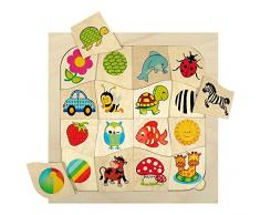 Hess Holzspielzeug 14915 - Zuordnungsspiel Muster aus Holz, 24 x 24 cm, bunt