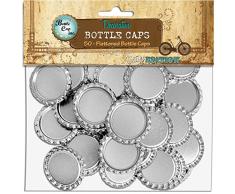 Flaschenverschluss, Vintage-Kollektion, abgeflachte Flaschenverschlüsse, 2,5 cm, Chrom, 50 Stück