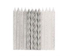 Unique Party 19975 Geburtstagskerzen Spirale, Silber und Glitzer, 24 Stück