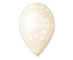 Karaloon GB04358 - 100 Ballons Just Married, 90-100 cm, Perlmutt, Elfenbein