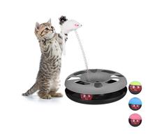 Relaxdays 10023896_111, grau Katzenspielzeug mit Maus, Kugelbahn, Ball mit Glöckchen, Cat Toy, interaktiv, Training & Beschäftigung