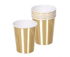 Boland 20012 - Partygeschirr Trinkbecher Gold, 6 Stück, Fassungsvermögen 25 cl, umweltfreundliche Pappbecher, Einwegbecher, Geburtstag, Überraschungsparty, Motto Party, Karneval