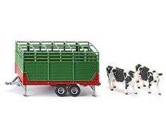 SIKU 2875, Viehanhänger inkl. 2 Holstein-Kühen, 1:32, Metall/Kunststoff, Grün, Viele Funktionen