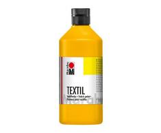Marabu 17160075021 - Textil Stoffmalfarbe mittelgelb 500 ml, Stoffdruckfarbe auf Wasserbasis, für helle Stoffe, waschbeständig bis 60°C, weicher Griff, einfache Fixierung durch Bügeln o. Backofen