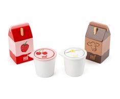 Small Foot 11440 Milchprodukte-Set Fresh, aus Holz, Rollenspielzeug, Zubehör Kaufladen und Kinderküche Spielzeug, Mehrfarbig