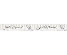 Folat - Absperrband *Just Married* 15 Meter lang, Schriftzug und Ringe