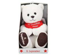 Depesche 8139.252 - Schutzengel Bär aus Plüsch, ca. 9 cm, mit Datum 08. September, Geschenk für Geburtstag, Jahrestag oder Hochzeitstag
