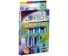 Orbis Airbrush, Orbis-Farbpatronen, Papierfarbenset mit 4 Farben, für Papier, Pappe, unbehandeltes Holz, Leinwand etc., einfacher Wechsel der Airbrushfarben - gelb, rot, blau, schwarz 30100