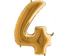 Trendario Folienballon Zahl 4 (Gold) - XXL Riesenzahl 100cm Ballon - Helium Luftballons für Geburtstag, Partydeko, Hochzeit (Zahl 0, Silber)