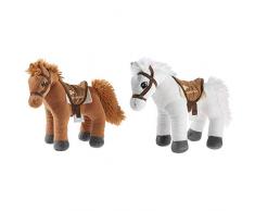 Bibi & Tina 637771 Plüschtier, Pferd, braun & 637573 Plüschtier, Pferd, weiß mit braun