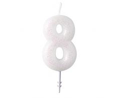 amscan 9904383 Zahlenkerze 8 Glitzer, Weiß/Pink