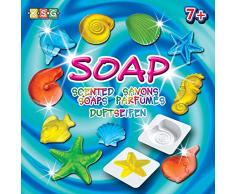 MAMMUT 8171021 - Crafts Bastelset, Duftseifen, Komplettset mit Glyzerinseife, 3 x Farbstoff, 1 x Duftstoff, 10 Formen und weiterem Zubehör, Seifen gießen, für Kinder ab 7 Jahre