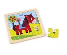 Janod J07063 Puzzle aus Holz 9 Teile, Pferd Tornado
