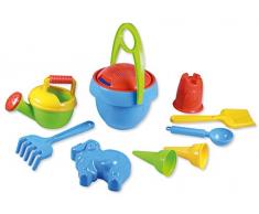 Lena 05420 - Happy Sand Spielset Jungs I, Eimergarnitur 10teilig, Sandspielzeug Set für Kinder ab 2 Jahre, Spielset mit Eimer, Sieb, Schaufel, Rechen, Gießer, Eislöffel, 2 Eistüten und 2 Förmchen