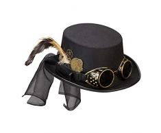 Widmann 60814 Steampunk Zylinder mit Brille und Zahnrad Deko, Schwarz