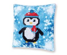 Pracht Creatives Hobby DDP2-023 - Diamond Dotz Kissen Pinguin, Kissenbezug mit Diamantbild zum Selbstgestalten, ca. 18 x 18 cm groß, Malen mit Diamanten, ideal auch als Geschenk