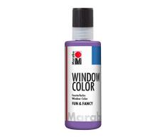 Marabu 04060004007 - Window Color fun & fancy, Transparentfarbe auf Wasserbasis, ablösbar auf glatten Flächen wie Glas, Spiegel, Fliesen und Folie, 80 ml, lavendel