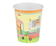 Unique Party 72436, Circus Animal Baby Dusche Pappbecher, 8 Stück