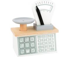 Small Foot 11201 Holzwaage,mit Waagschale und beweglichem Gewichts-Zeiger, Umgang mit Zahlen & Gewichten, für Kaufläden Spielzeug, Mehrfarbig