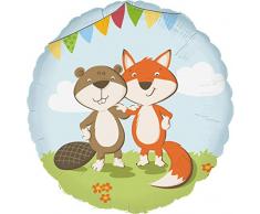 amscan 3778901 Folienballon Fuchs & Biber, Mehrfarbig
