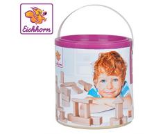 Eichhorn 100050131 - Natur Holzbausteine in der Trommel zur Aufbewahrung 50-tlg. - FSC 100% Zertifiziertes Buchenholz - Holzbausteine Made in Germany