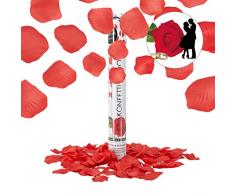 Relaxdays Party-Popper 40 cm, 6-8m Effekthöhe, Konfetti-Shooter, Konfetti-Kanone, Rosenblätter/Rot