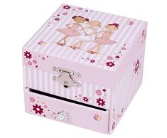 Trousselier - Ballerina - Musikschmuckdose - Spieluhr - Ideales Geschenk für junges Mädchen - Phosphoreszierend - Leuchtet im Dunkeln - Musik Aufforderung zum Tanz - Farbe rosa