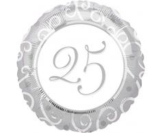 amscan 11056 01 Folienballon 25. Hochzeitstag, Silber, Weiß