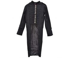 Zoelibat 30006405.008M Halloween Herrenmantel mit Biesen, lang Steampunk Mantel, Frack Stil, Groß M, schwarz