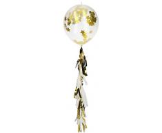 Folat 08587 Ballons mit Sterne Konfetti 30 cm und Quastenpendel Gold-3 Stück
