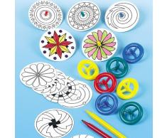 Baker Ross Kreisel zum Ausmalen für Kinder zum Dekorieren und Spielen, toll als Mitgebsel und Geschenk - (12 Stück)